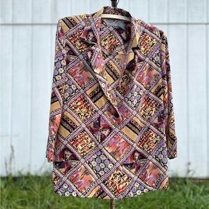 Liz Claiborne Purple Multi-Color Patterned Blazer